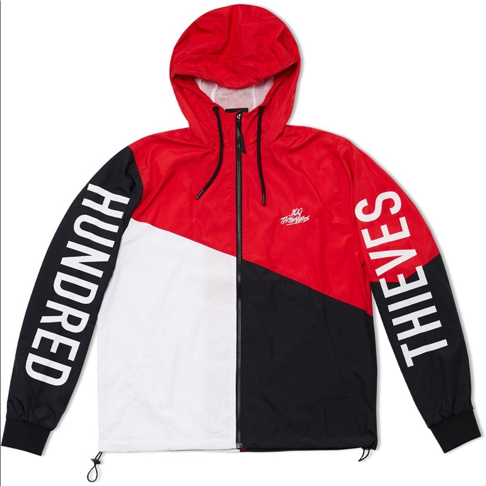 100thieves windbreaker sizes: S, M, L, XL